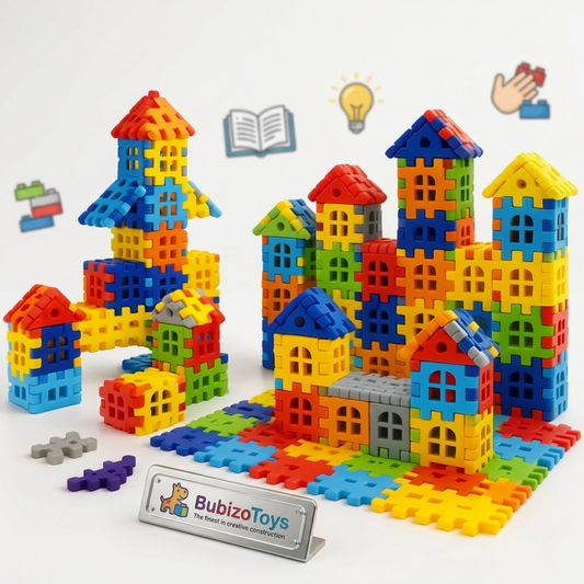 128 Puzzle City Renkli Yapı Blokları | Çocuklar İçin Eğitici İnşa Seti